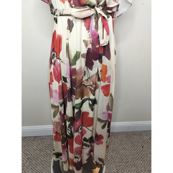 Premier Amour Floral Ruffled Maxi Dress Cold Shoulder Romantic - Picture 3 of 9